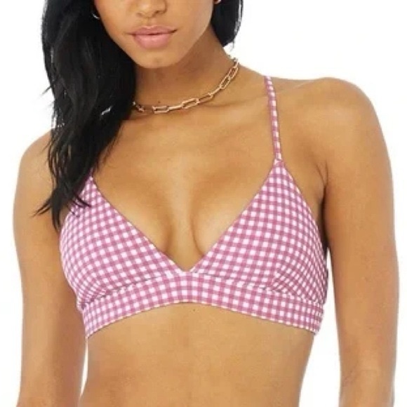 Alo Yoga Pink Gingham Sports Bra - Picture 1 of 4